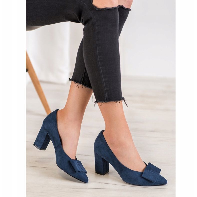 W. Potocki Glitzerpumps mit Schleife blau 1