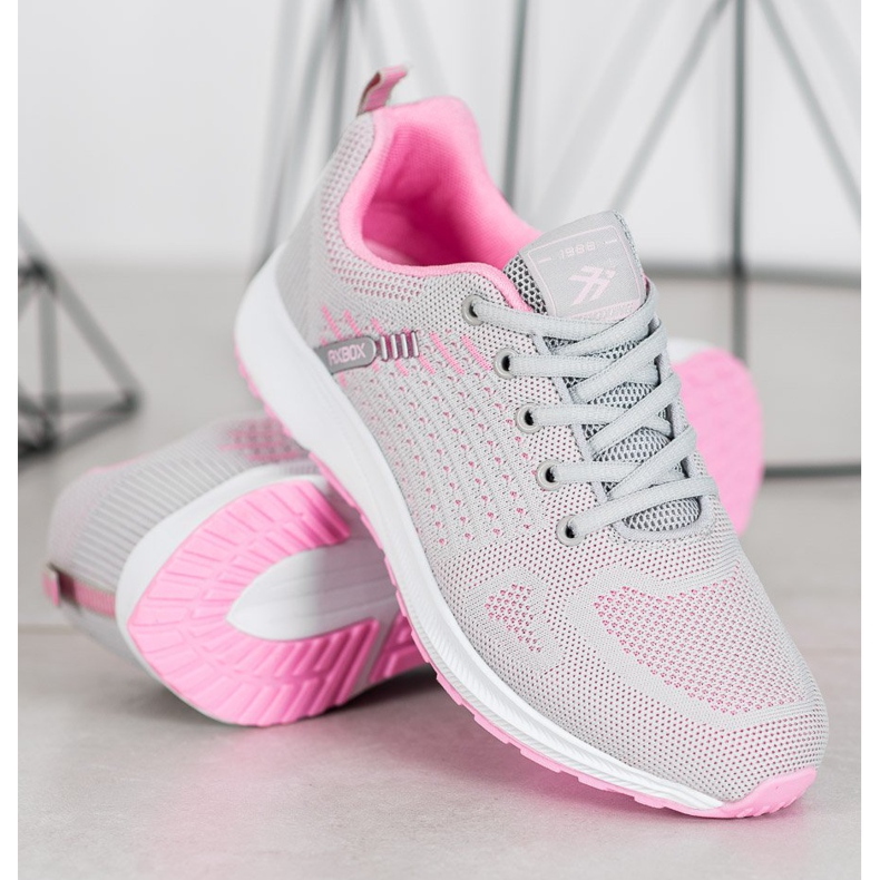 Ax Boxing Bequeme durchbrochene Sportschuhe rosa grau 1