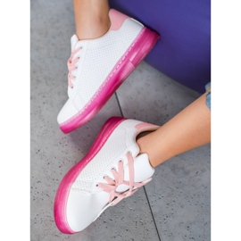 SHELOVET Schuhe mit Neonsohle weiß rosa 1