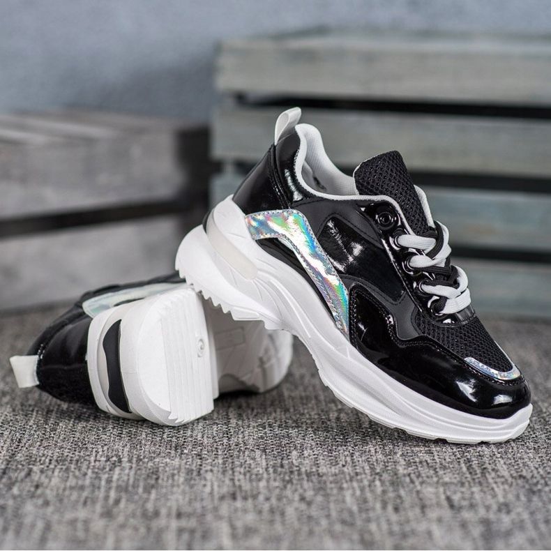 SHELOVET Stylische Sneakers aus Öko-Leder schwarz 2