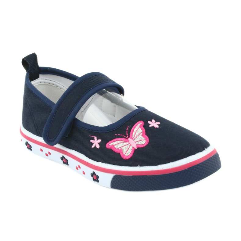 Atletico Butterfly Ballerinas mit Lederdecksohle navy blau rosa 1