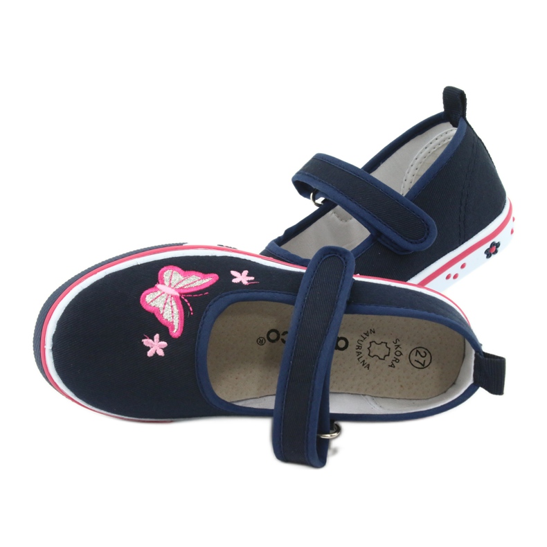 Atletico Butterfly Ballerinas mit Lederdecksohle navy blau rosa 5