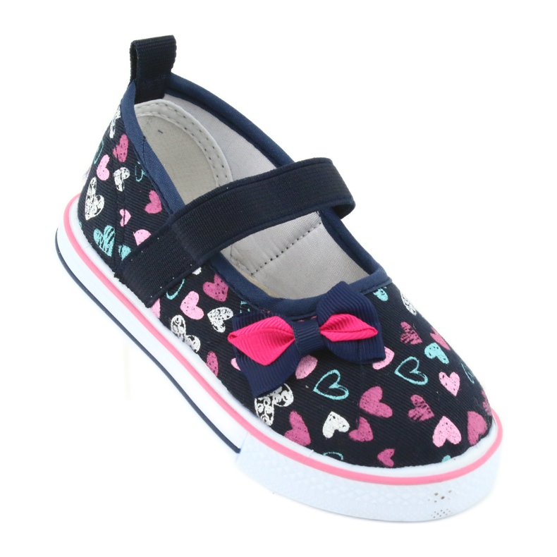 Ballerinas Schleife Atletico Ledereinsatz weiß navy blau blau rosa 1