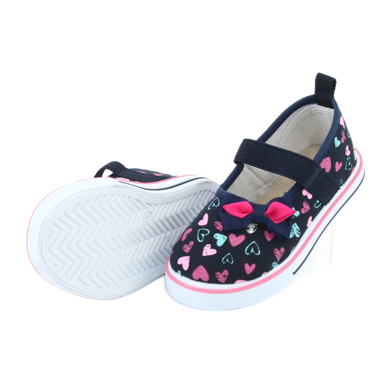 Ballerinas Schleife Atletico Ledereinsatz weiß navy blau blau rosa 5