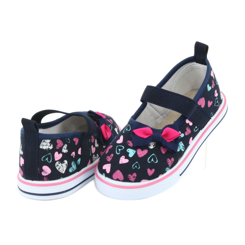 Ballerinas Schleife Atletico Ledereinsatz weiß marineblau blau rosa 4