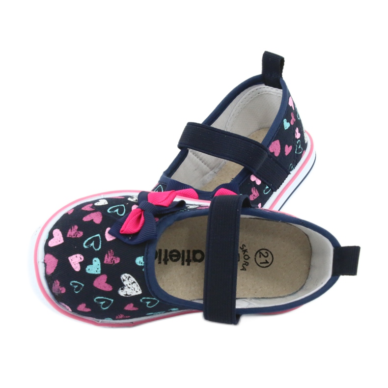 Ballerinas Schleife Atletico Ledereinsatz weiß navy blau blau rosa 6