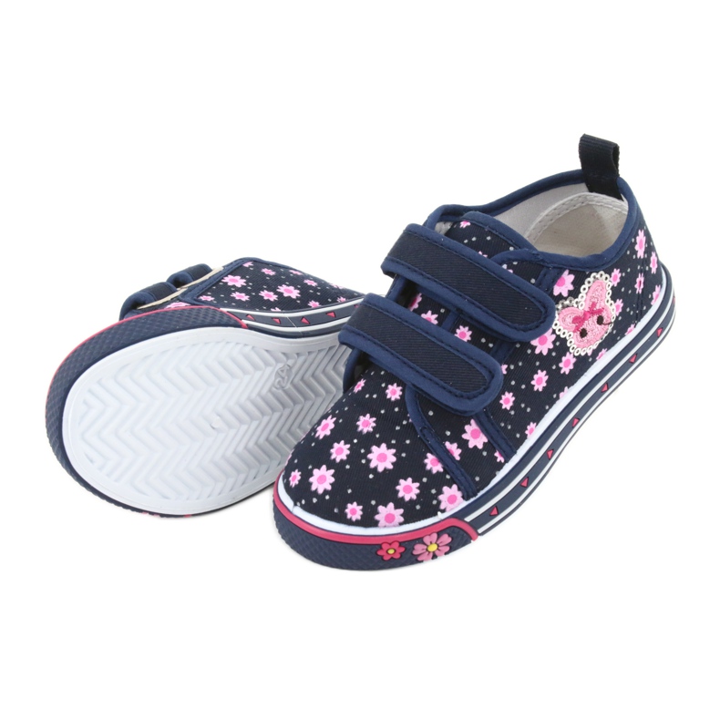 Atletico Sneakers mit Gänseblümchen-Klettverschluss marineblau rosa 4