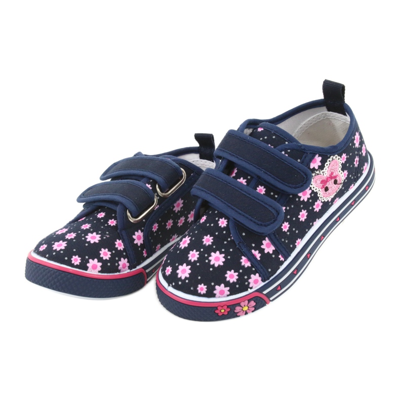 Atletico Sneakers mit Gänseblümchen-Klettverschluss navy blau rosa 3