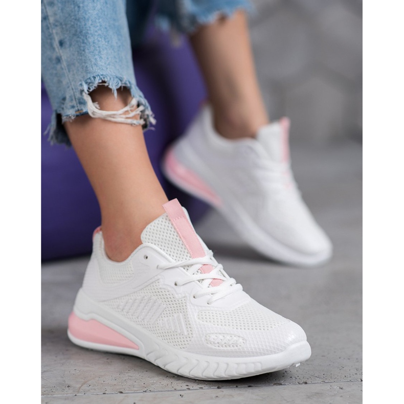 Ideal Shoes Gebundene Schuhe mit Mesh weiß 1
