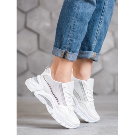 SHELOVET Stylische Sneaker mit Glitzer weiß 1