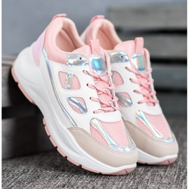 SHELOVET Bequeme Sneaker mit Mesh weiß rosa mehrfarbig 1