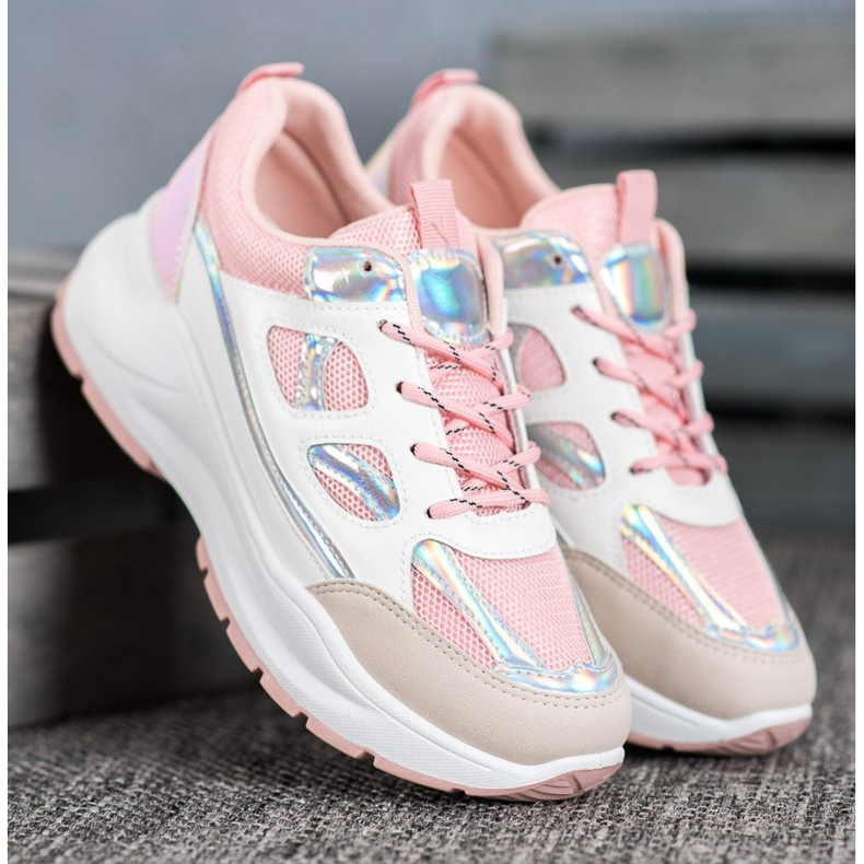 SHELOVET Bequeme Sneaker mit Mesh weiß rosa mehrfarbig 1