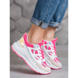 SHELOVET Bequeme Sneaker mit Mesh weiß rosa 1