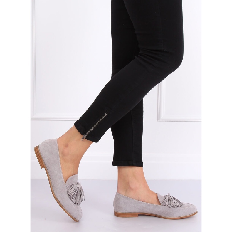 Grau Damen-Loafer mit Fransen T357P Grau 2