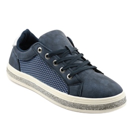 Marineblaue Sneakers verziert mit Zirkonen 1153-Y navy blau 1