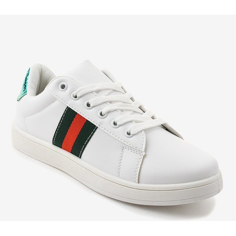 Weiße klassische Turnschuhe D1903-313 schwarz rot grün 1