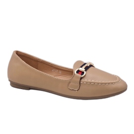 Khaki Loafer Kunstleder Ballerinas 9F177 beige 1