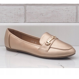 Ballerina-Loafer aus goldenem Leder 9F176 1