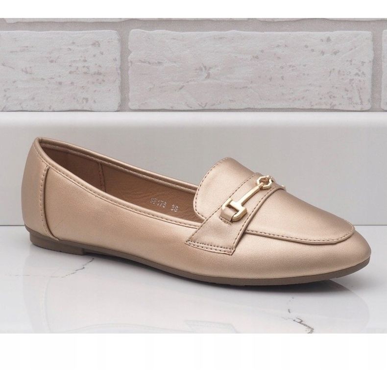 Ballerina-Loafer aus goldenem Leder 9F176 1