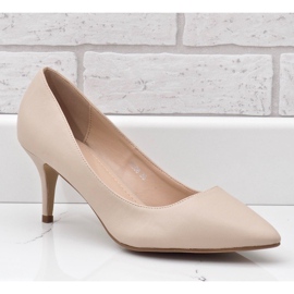 Beige niedrige Pumps auf einem K308-Absatz 1