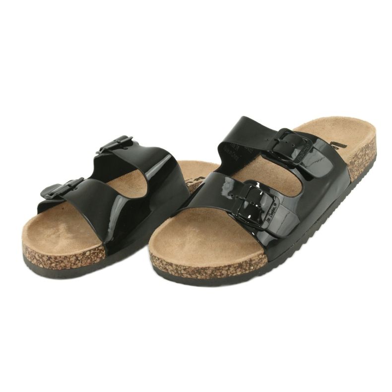 Lackierte anatomische schwarze Lee Cooper 1043 Hausschuhe 2