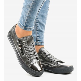 Grau glänzende Turnschuhe TL-64 2