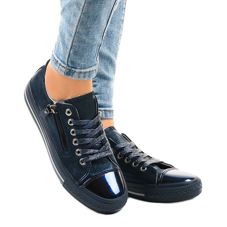 Marineblaue glänzende Turnschuhe TL-64 2
