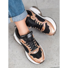 SHELOVET Fashion Sneakers mit Holo-Effekt schwarz gelb 1