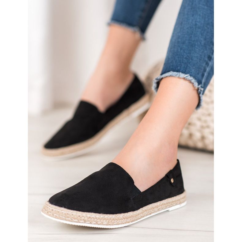 SHELOVET Klassische schwarze Espadrilles 2