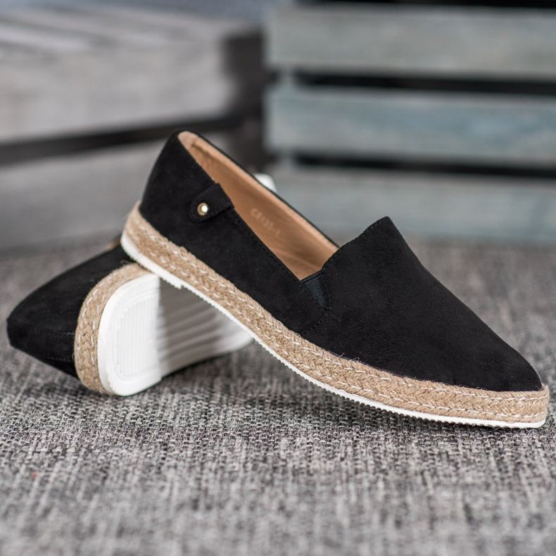 SHELOVET Klassische schwarze Espadrilles 1