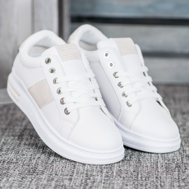 Weide Sportschuhe mit beigen Einsätzen weiß 1