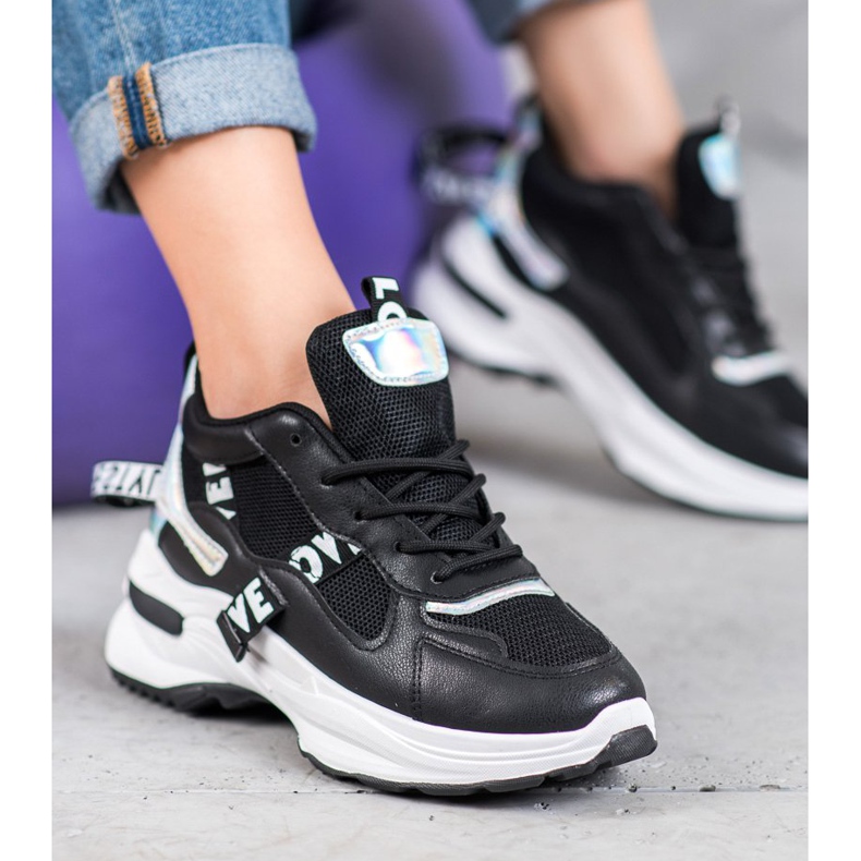 Weide Modische Sneaker mit Aufschrift schwarz 2