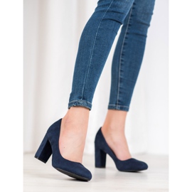 SHELOVET Klassische Pumps auf einer Säule blau 2