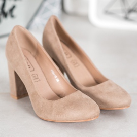 SHELOVET Klassische Pumps auf einer Säule beige 1