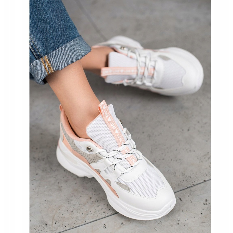 Weide Modische Love Sneakers weiß rosa mehrfarbig 1