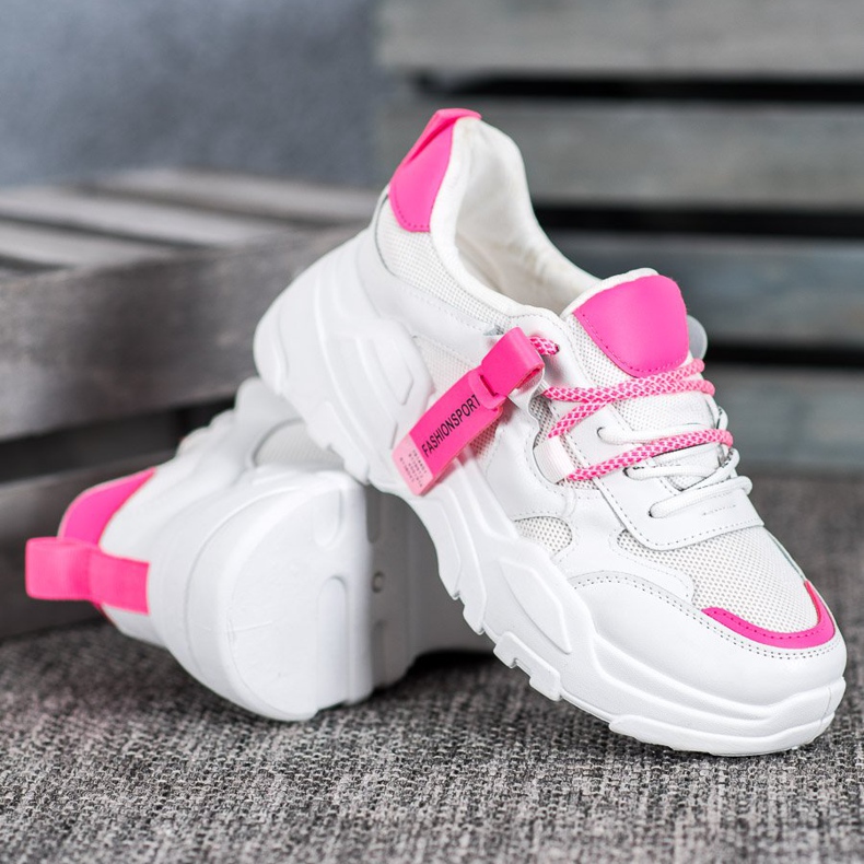 SHELOVET Mode Sport Sneakers weiß rosa 1