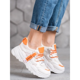 SHELOVET Mode Sport Sneakers beige orange 1