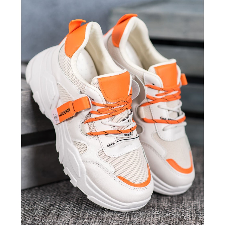 SHELOVET Mode Sport Sneakers beige orange 2