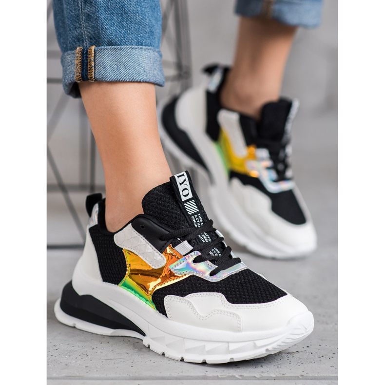 SHELOVET Turnschuhe mit Mesh weiß schwarz 2