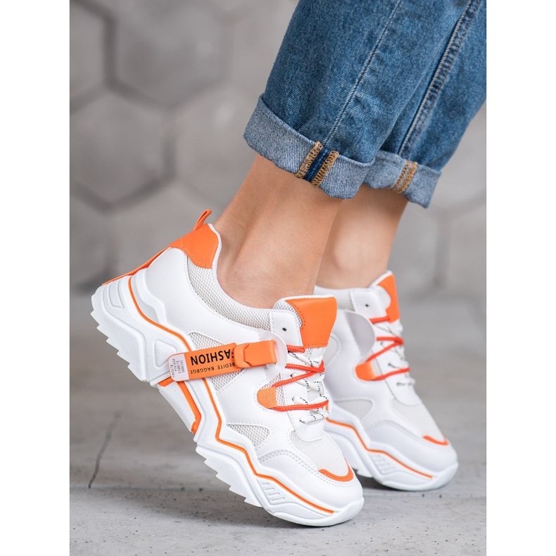 SHELOVET Sneakers für Damen weiß orange 1