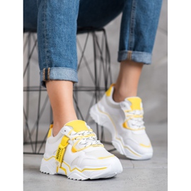 SHELOVET Sneakers für Damen weiß gelb 1