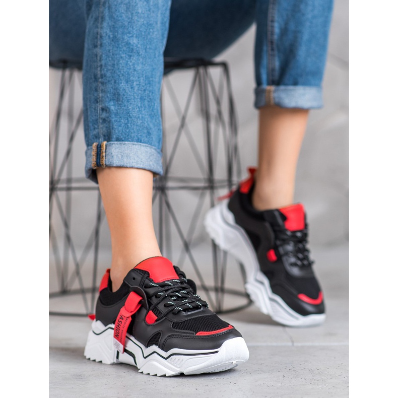 SHELOVET Sneakers für Damen schwarz rot 2