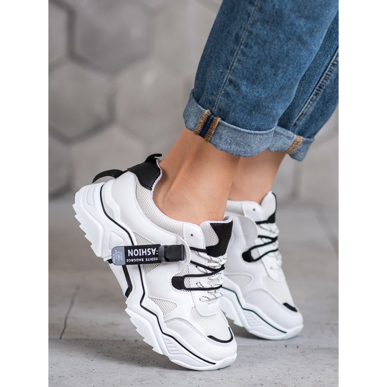 SHELOVET Sneakers für Damen weiß schwarz 2