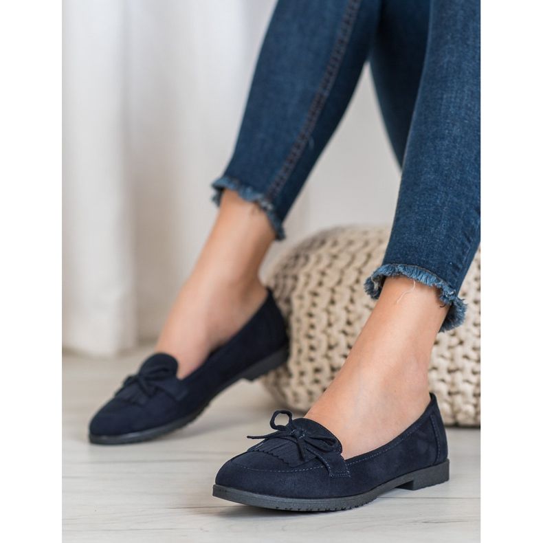 Miss Laura Slipper mit Schleife marineblau blau 1