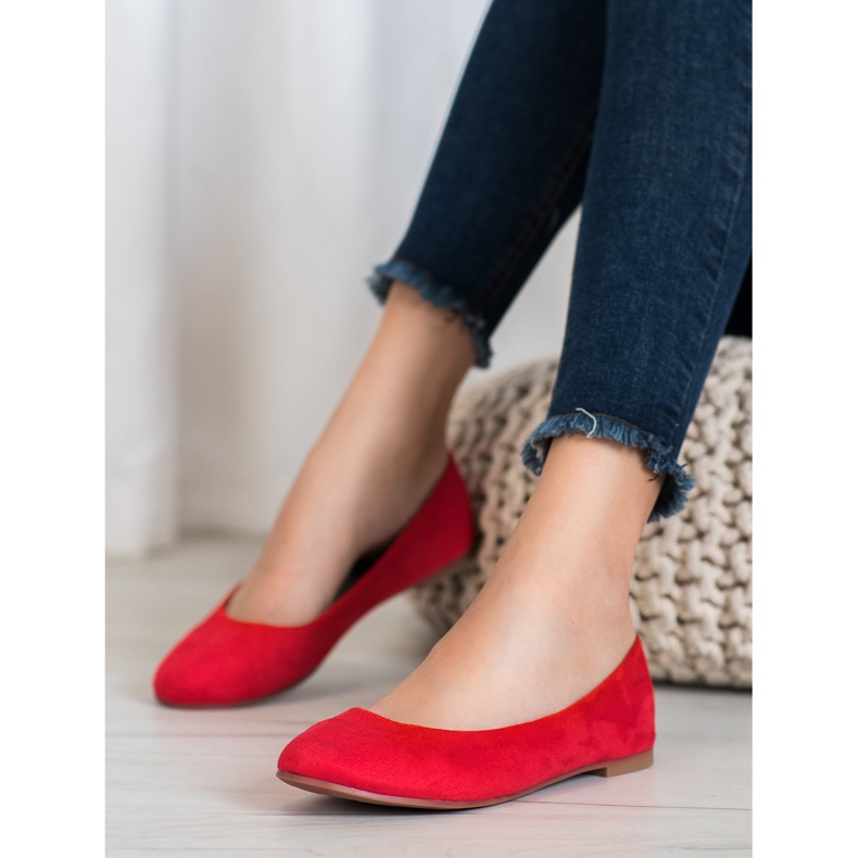 Best Shoes Ballerinas aus Wildleder rot 1