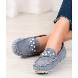 Filippo Leder-Loafer mit Perlen grau 2