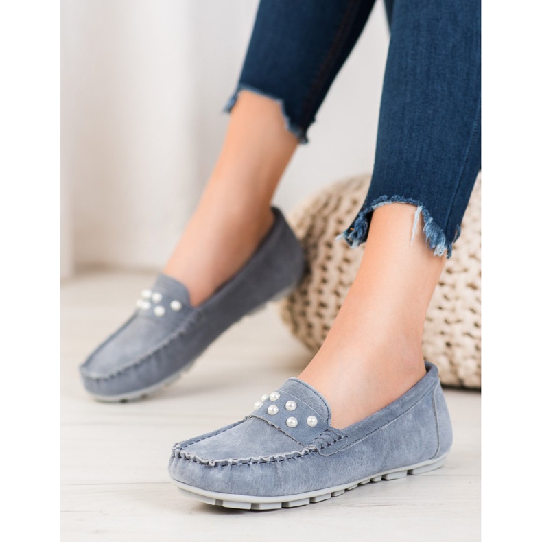 Filippo Leder-Loafer mit Perlen grau 1