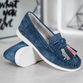 Filippo Loafer aus Leder mit Fransen blau 1