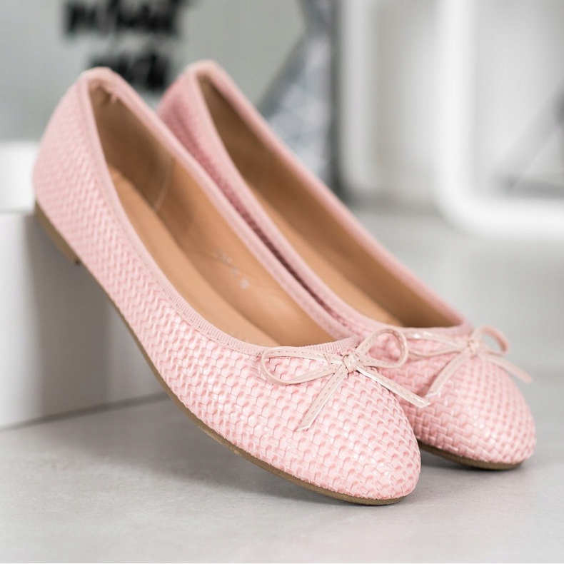 SHELOVET Geflochtene rosa Ballerinas 1