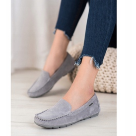 Klassisches Leder VINCEZA Moxins grau 1